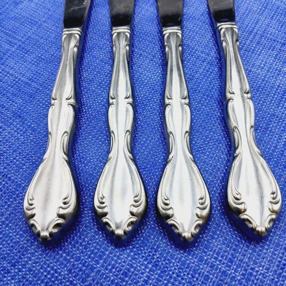 4 Oneida Community CANTATA Stainless Hollow Handle Dinner Knives Vtg